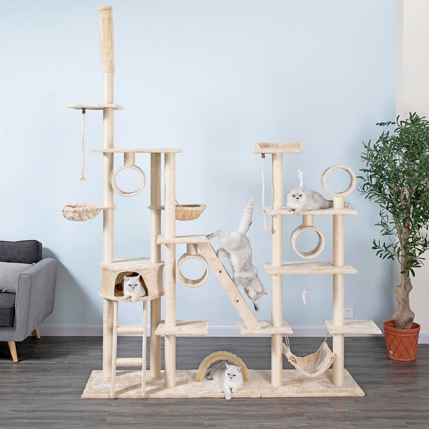 Go Pet Club 108" Cat Tree Condo Furniture
Overall Size : 20"L x 90"W x 92"-108"H