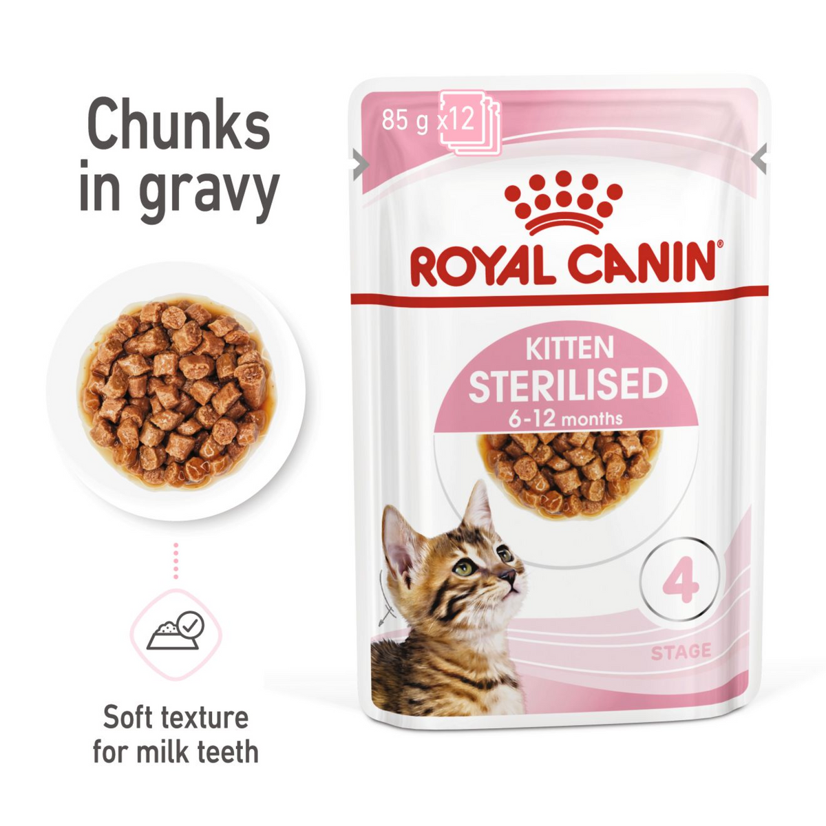 Feline Health Nutrition Kitten Sterilised Gravy (Wet Food - Pouches) 12 x 85 g - BOX