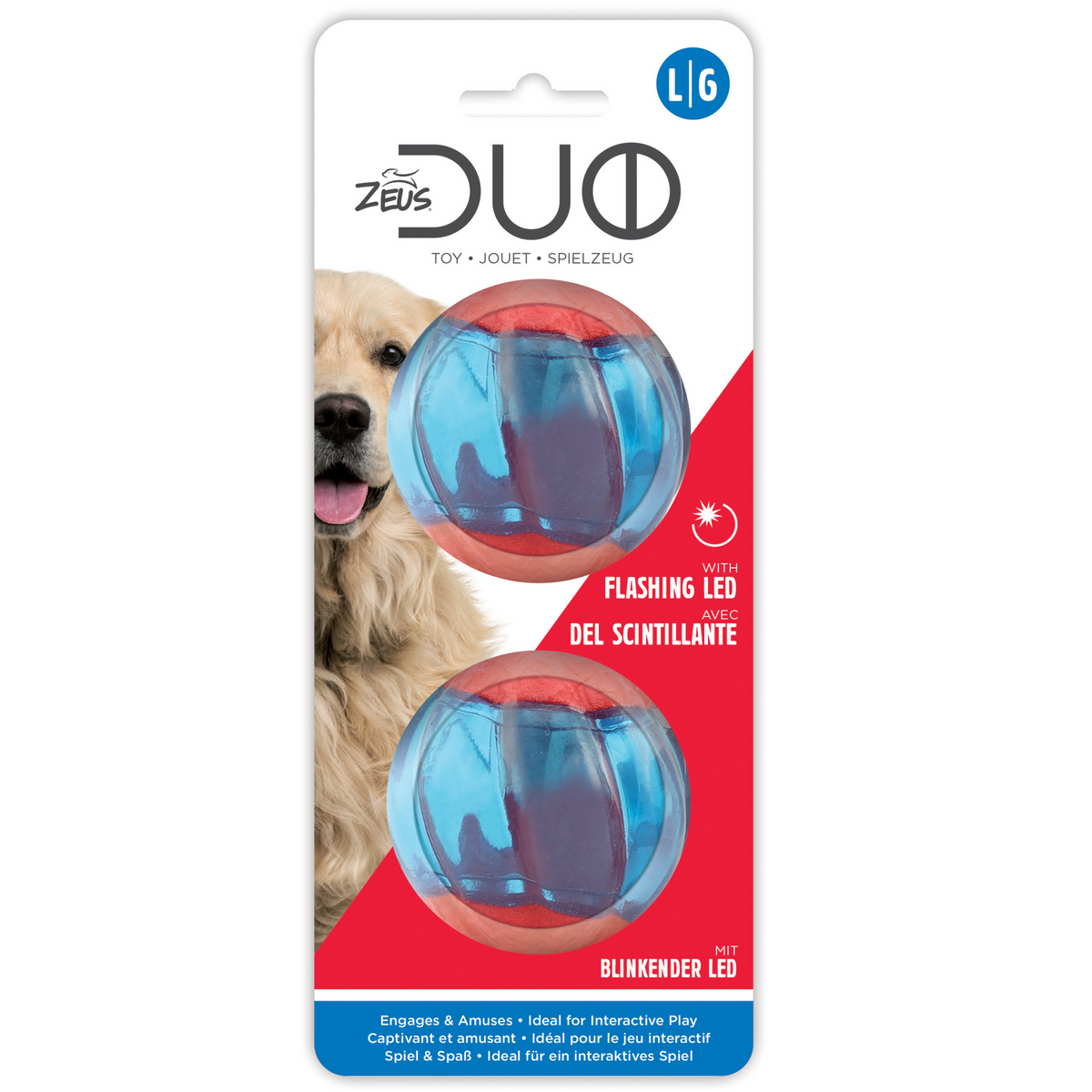 Zeus Duo Ballwith LED 2/pk, 6.3 cm