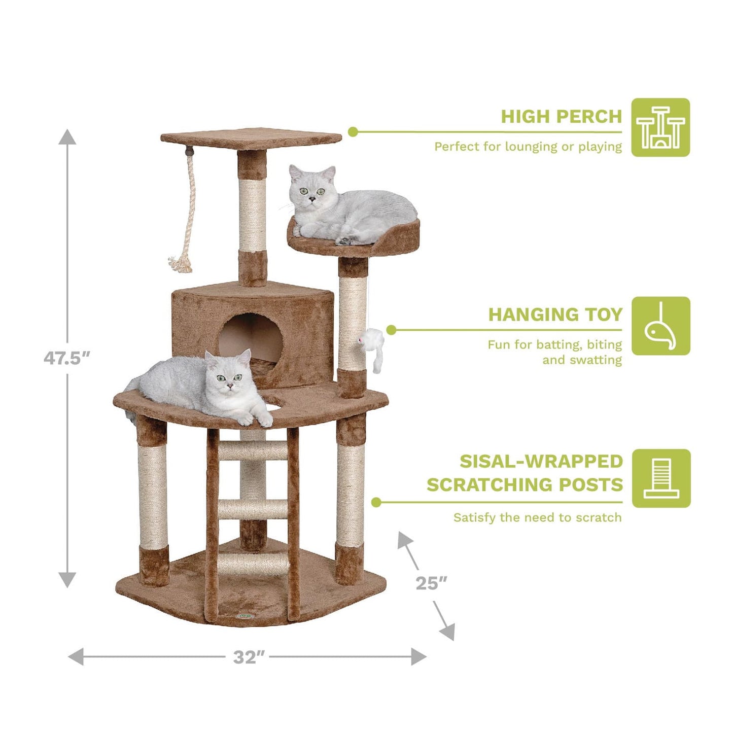 Go Pet Club 48" Cat Tree CondoOverall Size : 25"L x 32"W x 47.5"H