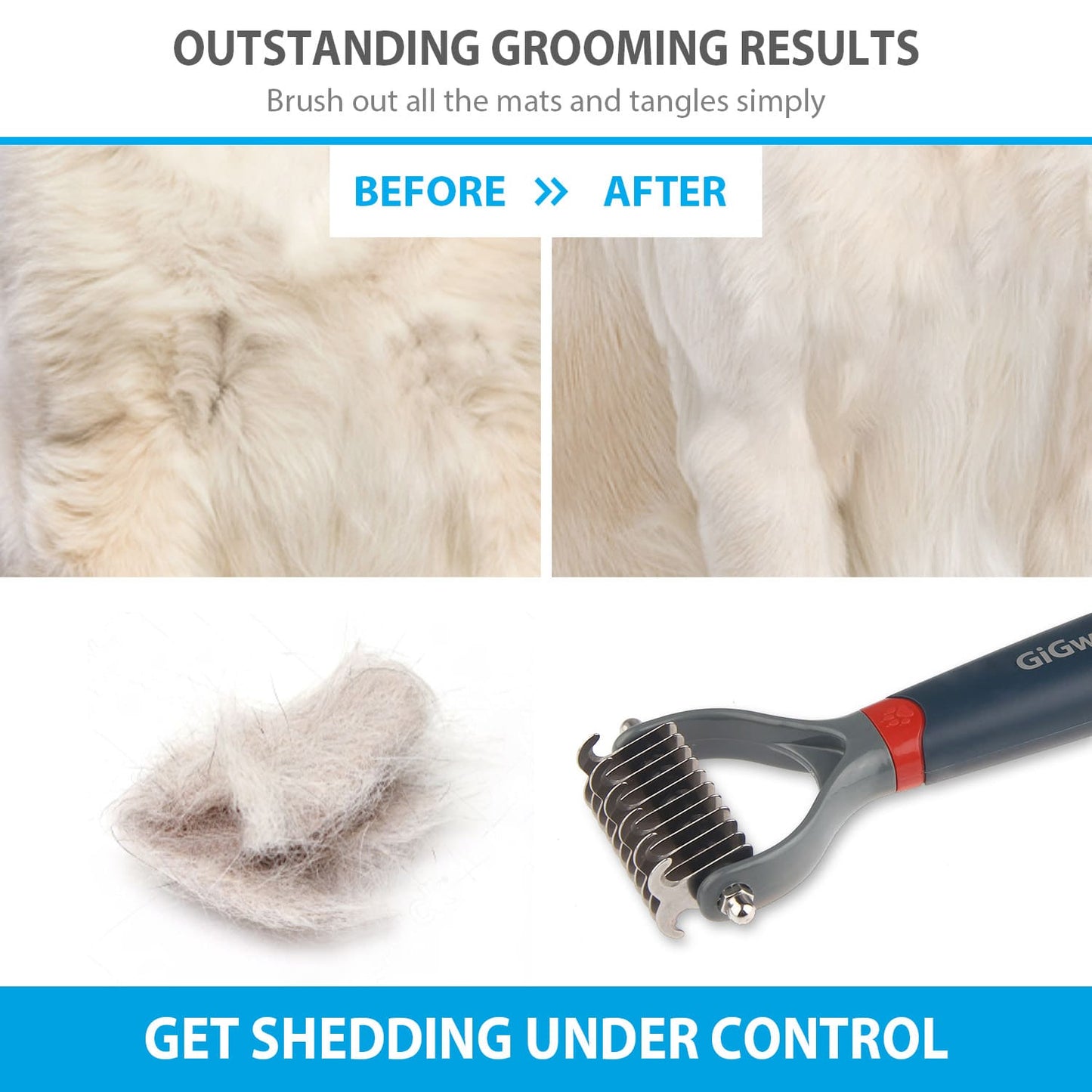 Dual Head Dematting Comb 17 Teeth for Dogs & Cats
