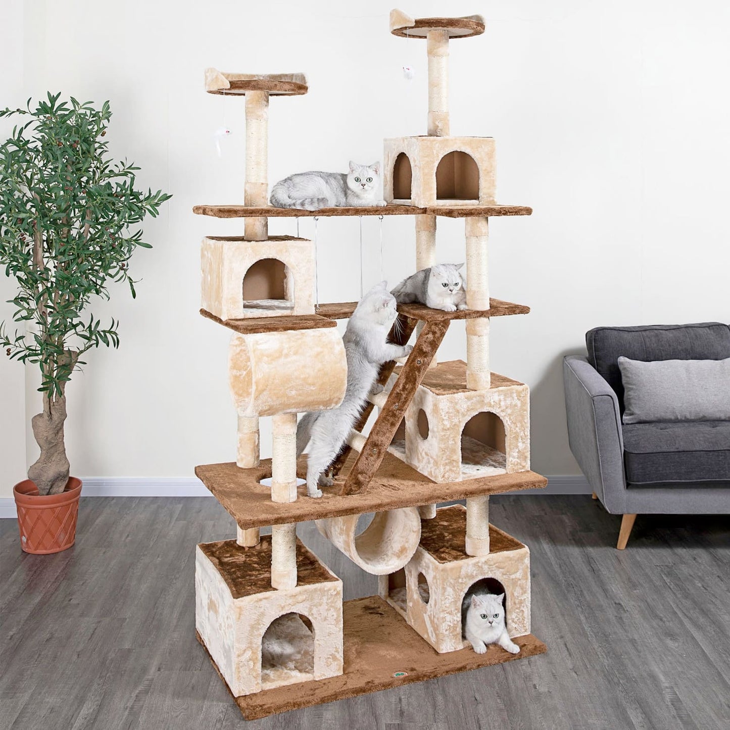 Go Pet Club 87" Cat Tree Climber with SwingOverall Size : 42"L x 23.5"W x 87.5"H