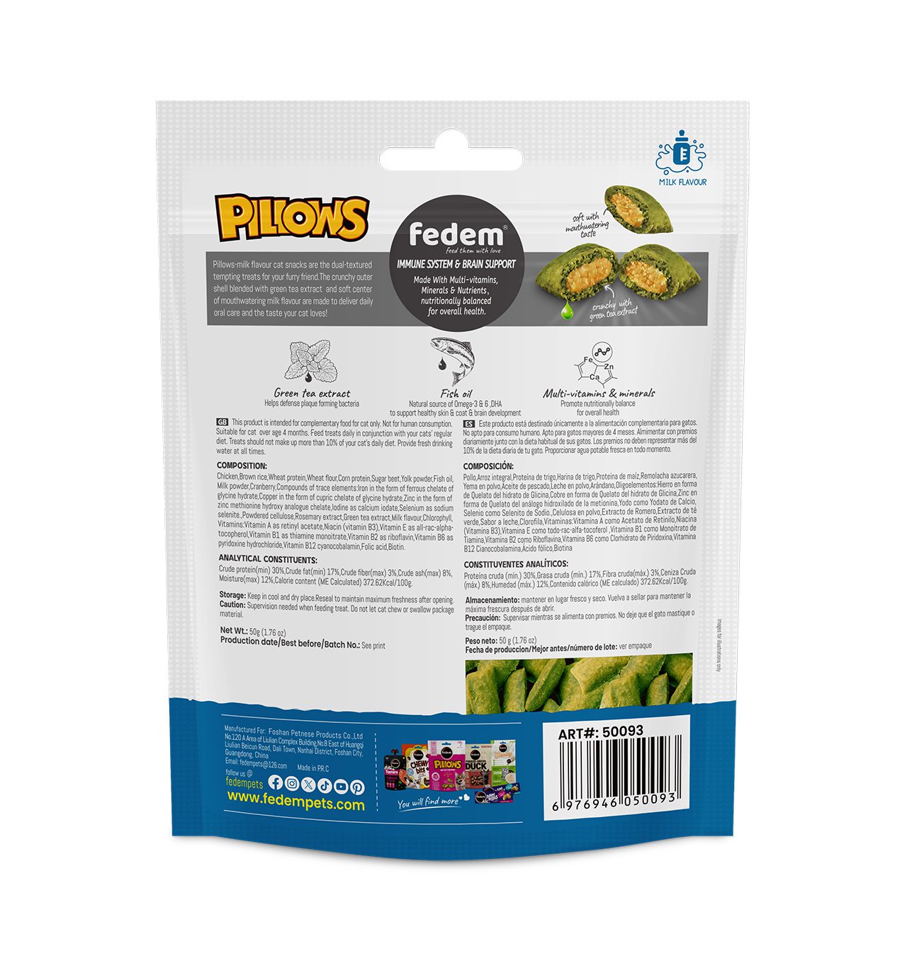 Fedem Pillows Cat Treats – Milk Flavour 50g