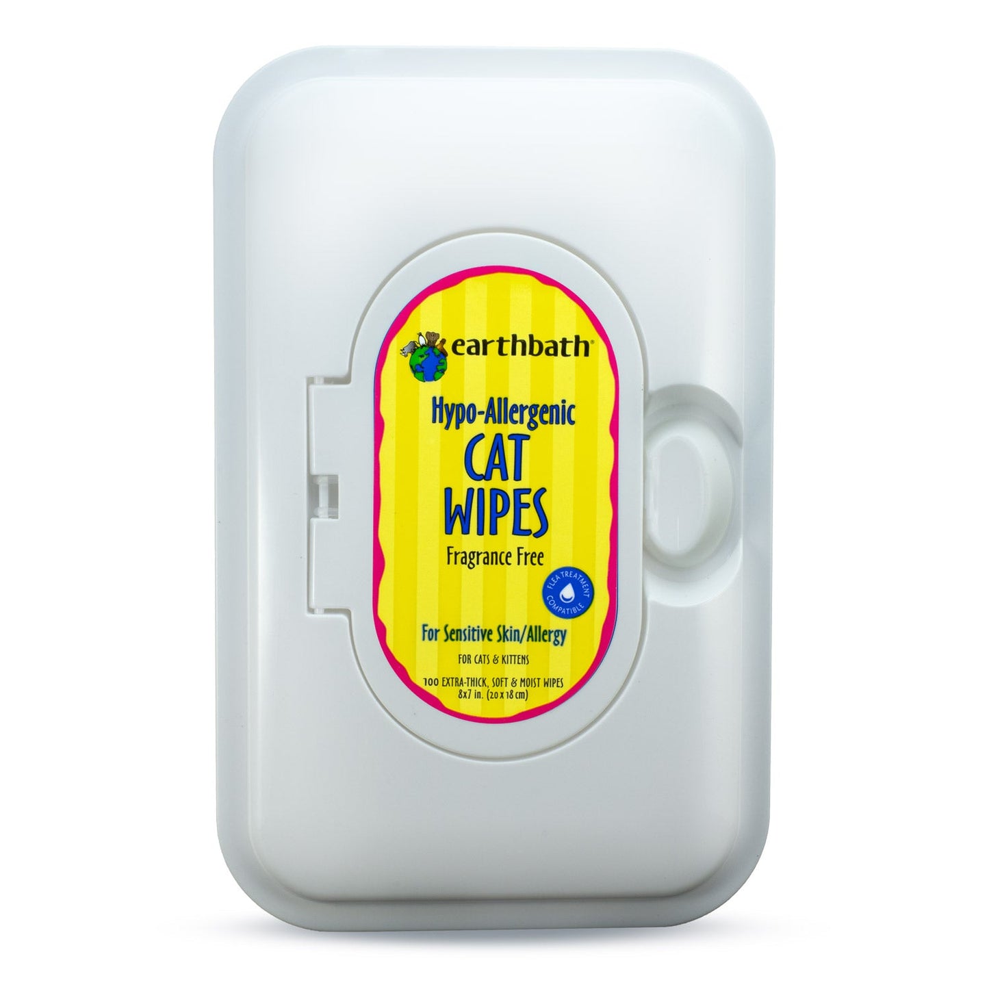 earthbath® Cat Grooming Wipes with Awapuhi, Hypo-Allergenic & Fragrance Free, Cleans & Conditions, 100 ct re-sealable container