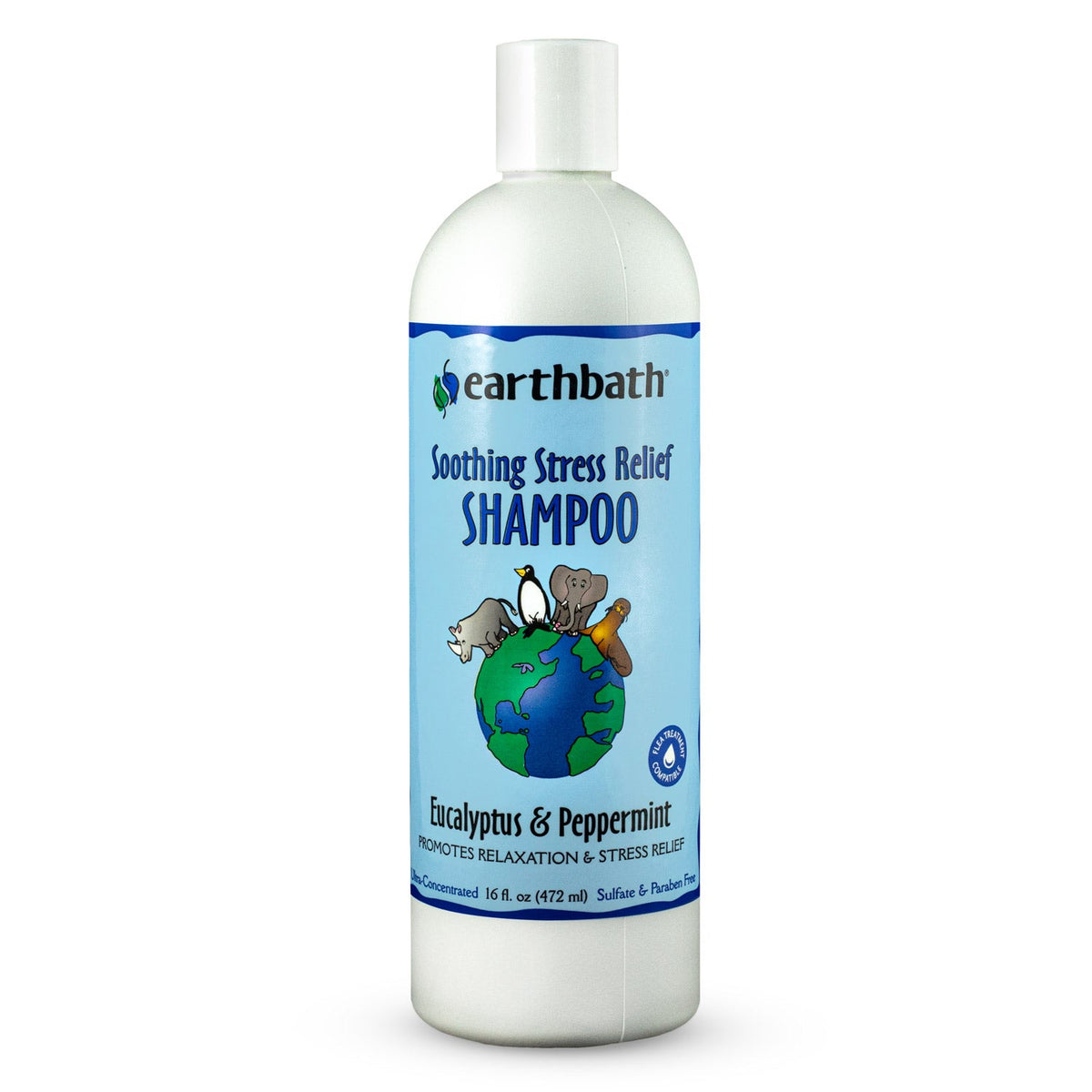 earthbath® Soothing Stress Relief Shampoo, Eucalyptus & Peppermint, Promotes Relaxation & Stress Relief, Made in USA, 16 oz Earthbath