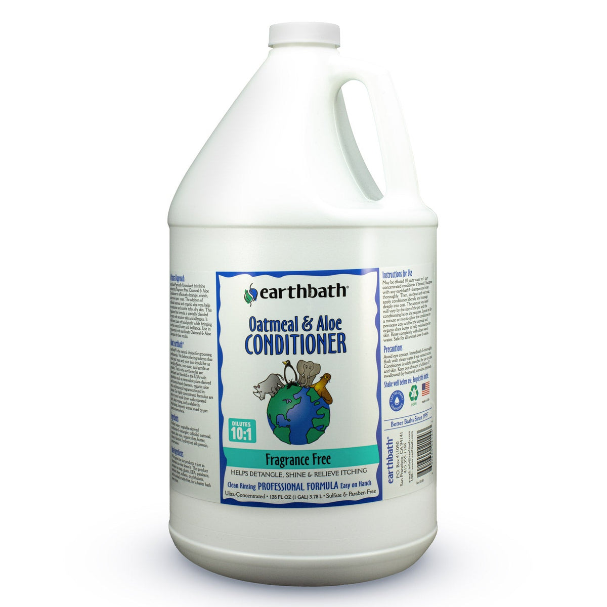 earthbath® Oatmeal & Aloe Conditioner, Fragrance Free, Helps Relieve Itchy Dry Skin, Made in USA, 128 oz (1 Gallon) Earthbath