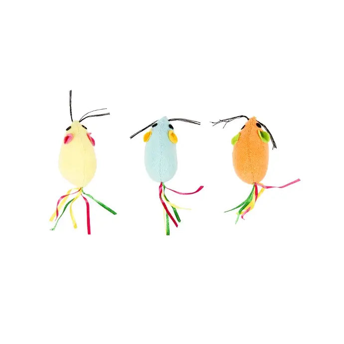Duvo Terry Mouse With Ribbon Tail Cat Toy 3pcs