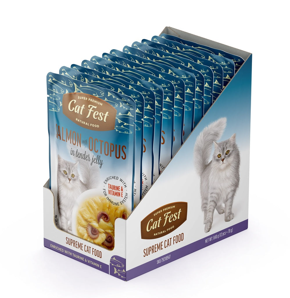 Cat Fest Salmon With Octopus In Tender Jelly For Cats 70g