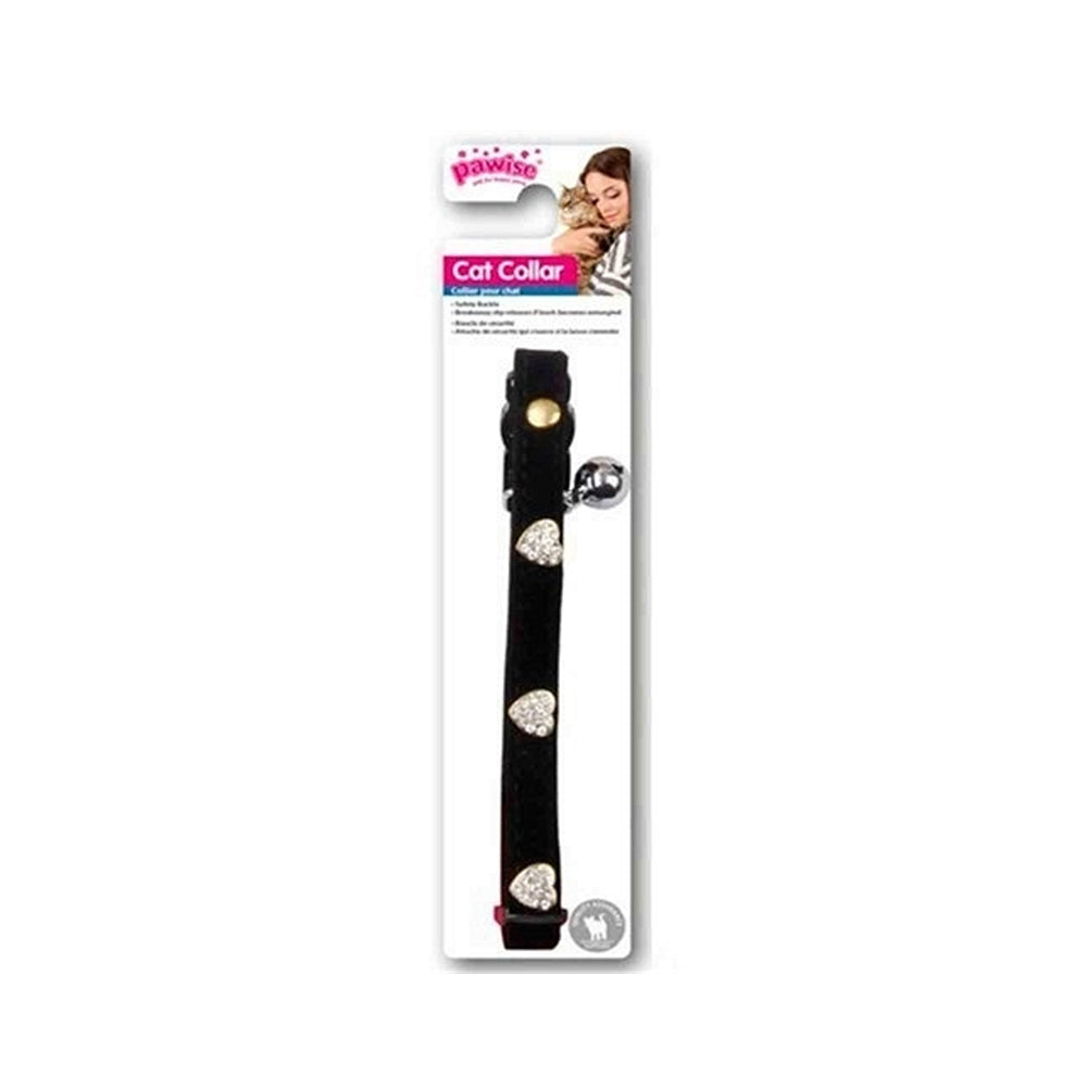 Pawise cat collardiamond heart ,black