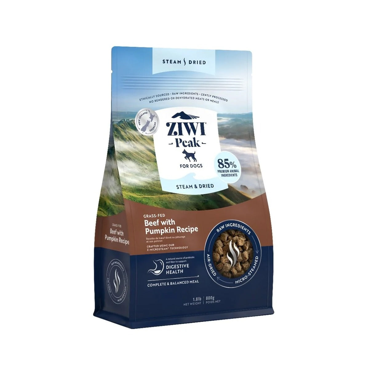 ZIWI Peak Steam & Dried Grass-Fed Beef with Pumpkin Recipe Dry Dog Food 800G/NA