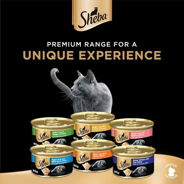 Sheba tuna and salmon in gravy wet food Box