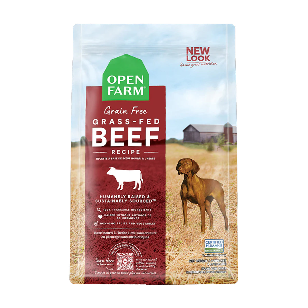 Open Farm Grain Free Grass-Fed Beef Dry Dog Food - 1.81KG