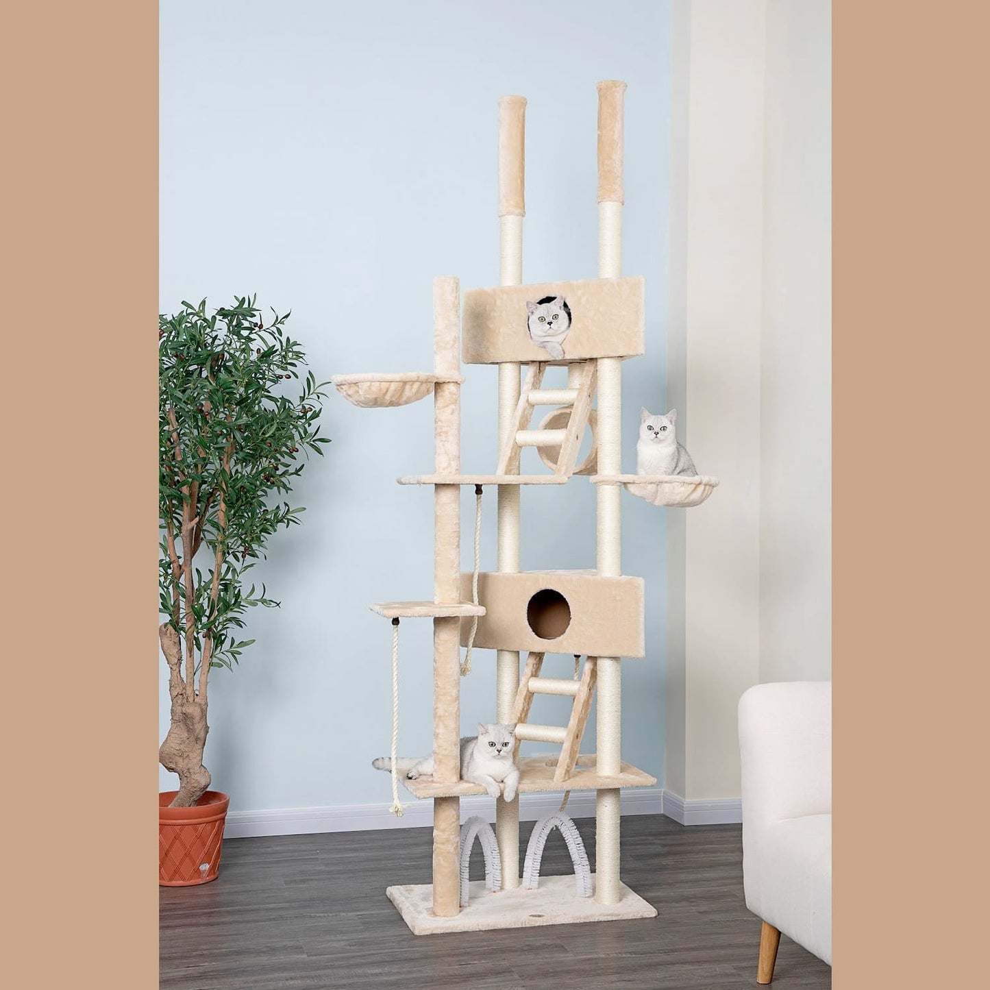 Go Pet Club 106" Cat Tree Condo FurnitureOverall Size : 18"L x 48"W x 92"-106"H