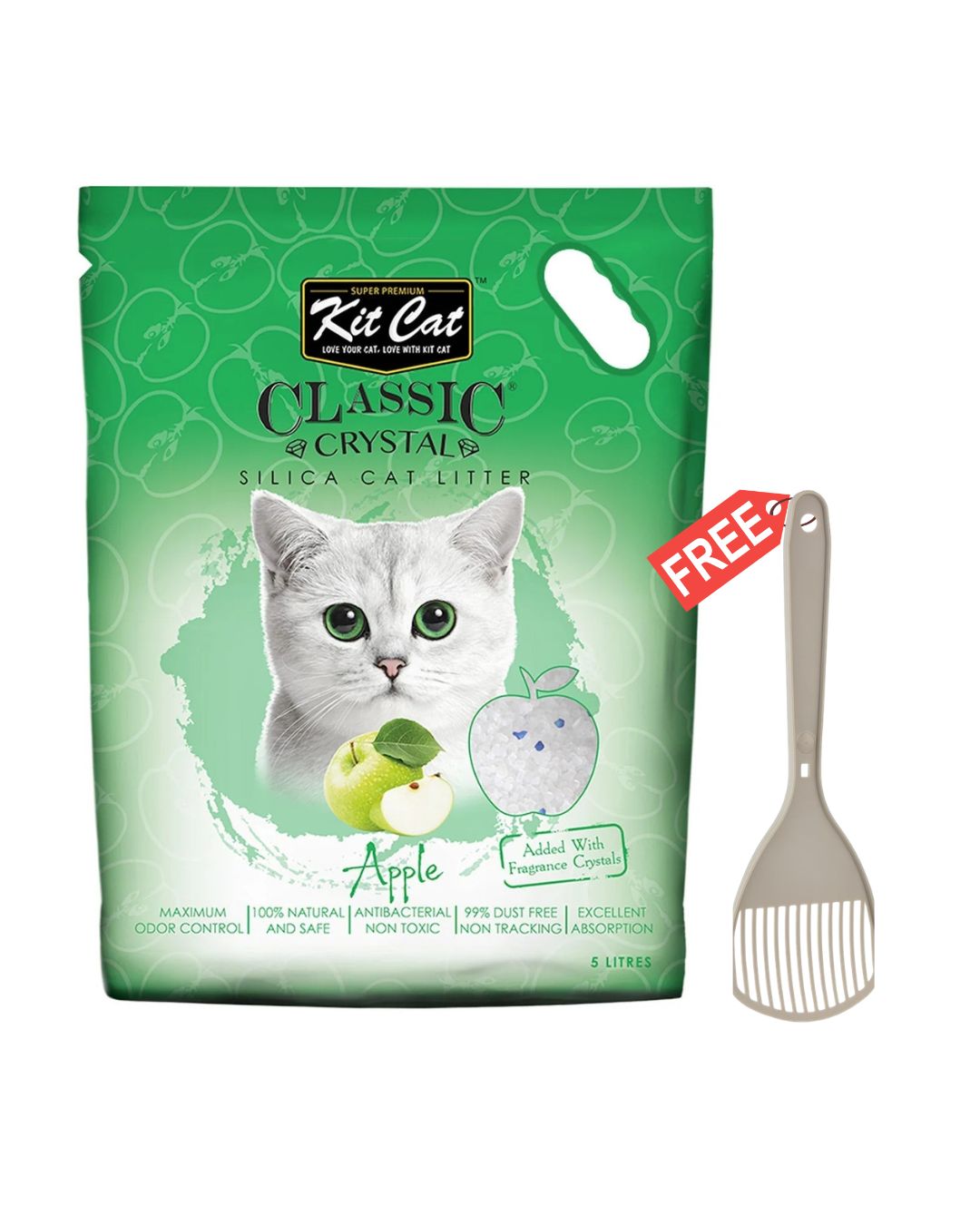 Kit Cat Classic Crystal Cat Litter - Apple (5 Litres) - Free Scoop