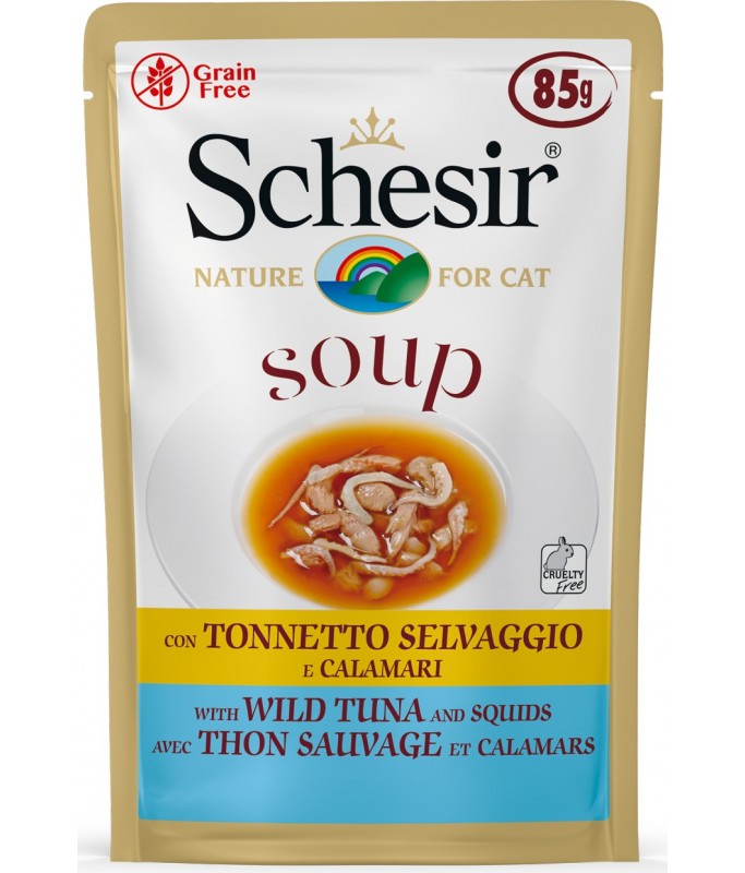 Schesir Wet Cat Food with Wild Tuna & Squid in Soup