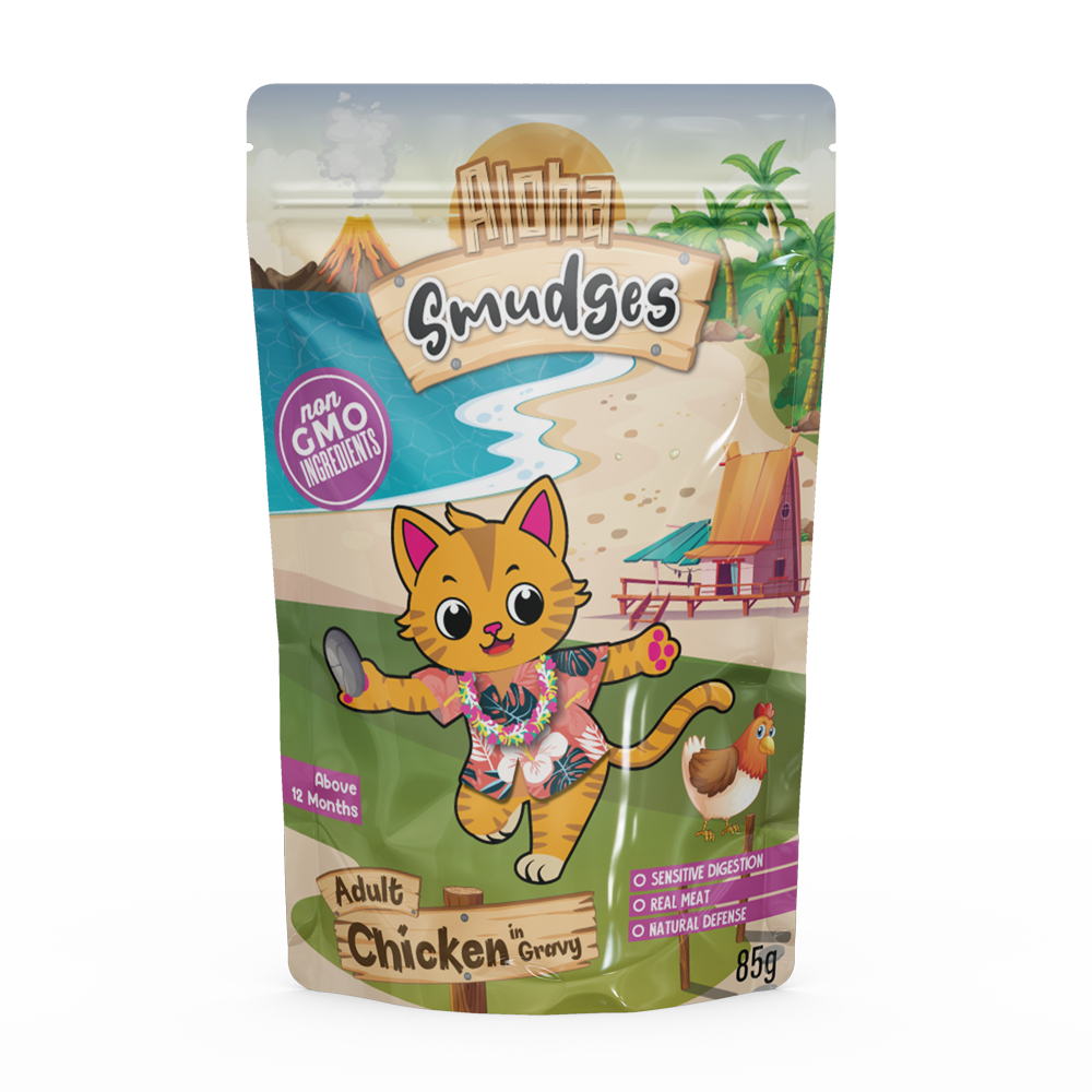 Aloha Smudges Chicken Adult Cat wet food in Gravy 85g Pouch