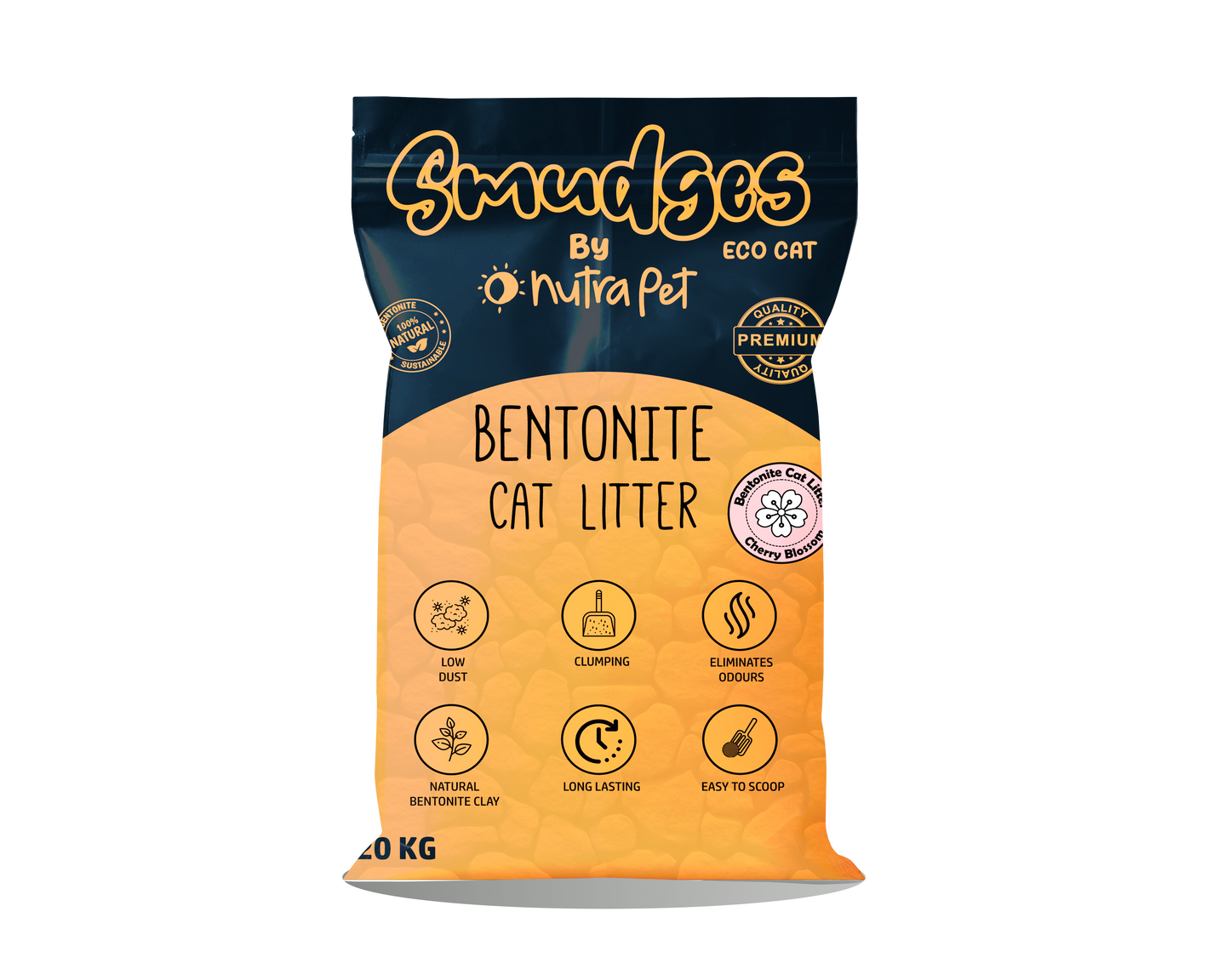 Smudges Eco cat Bentonite Clumping Cat Litter 20 Kgs- Cherry Blossom Scented