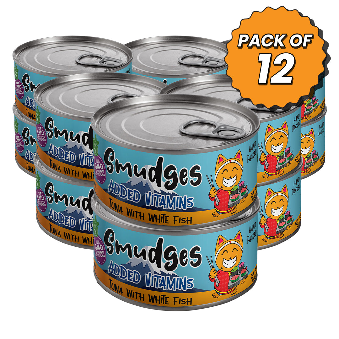 Smudges Adult Cat Tuna with White Fish in Gravy 80g Pack of 12