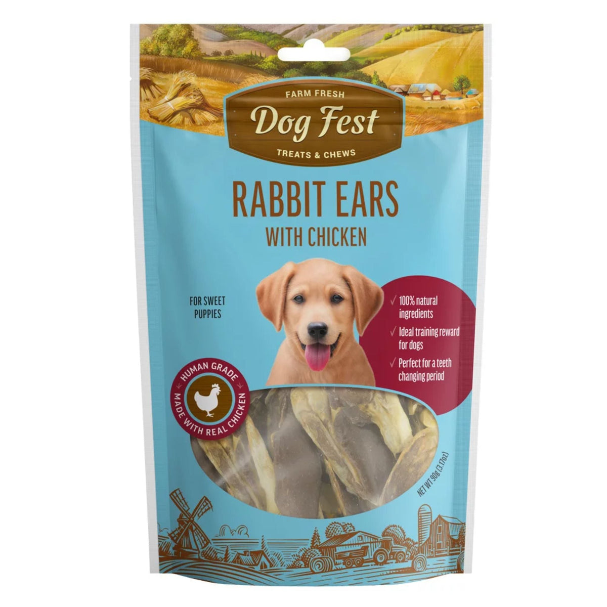 DOG FEST RABBIT EARS WITH CHICKEN 90G