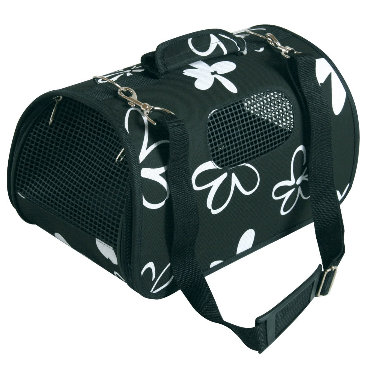 Pet Carrier Flower Black, Medium