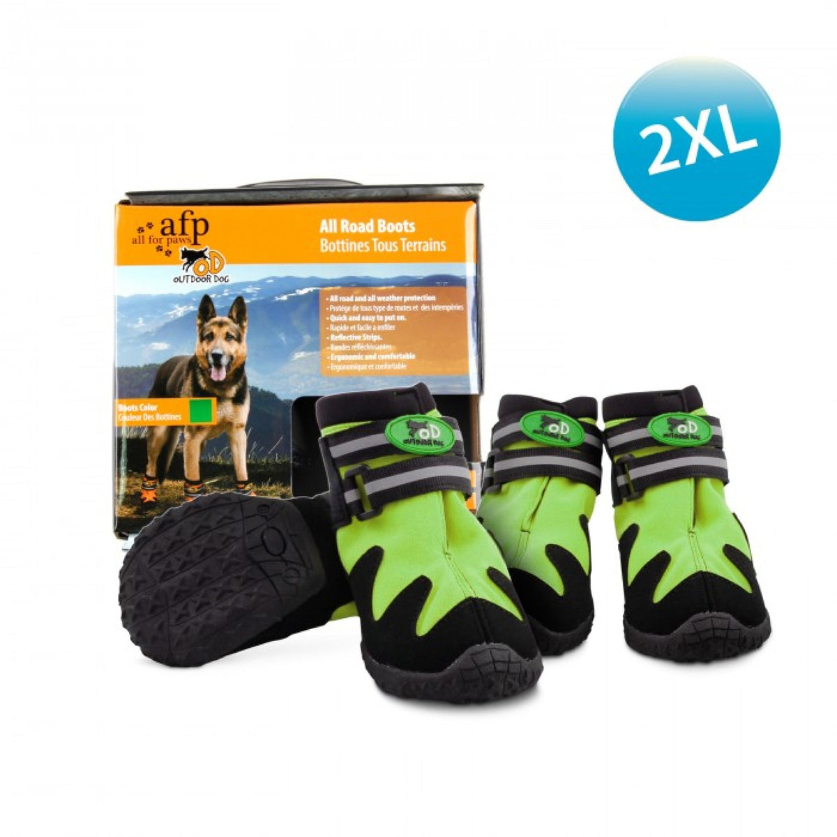 Outdoor Dog Shoes Green 2XLarge, 6.5 cm