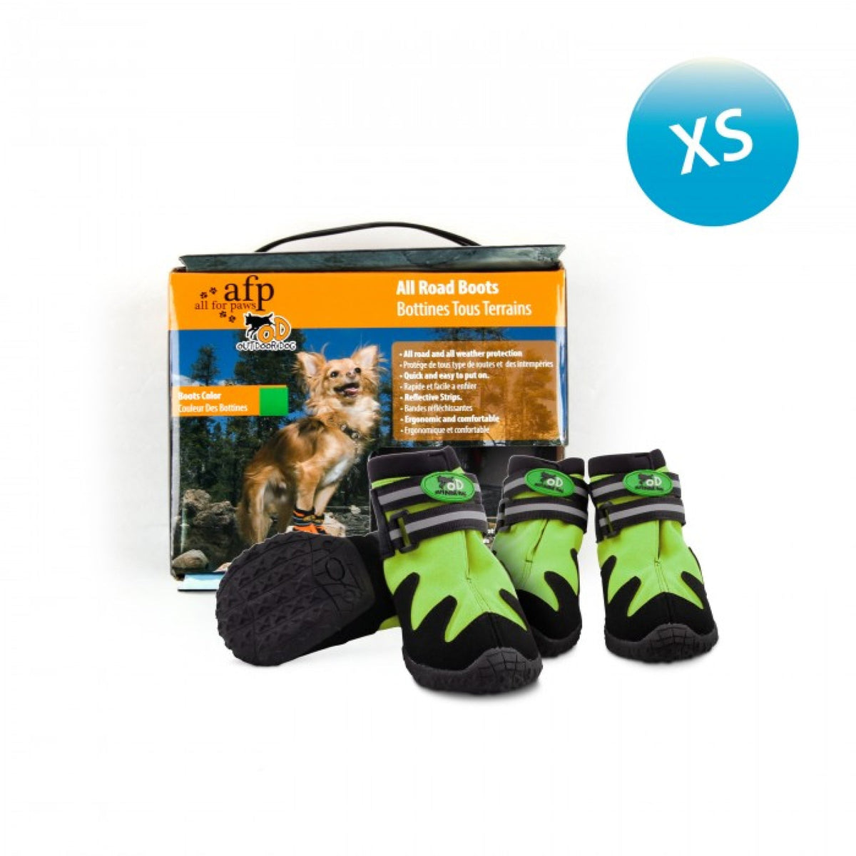 Outdoor Dog Shoes Green XSmall, 3.5cm