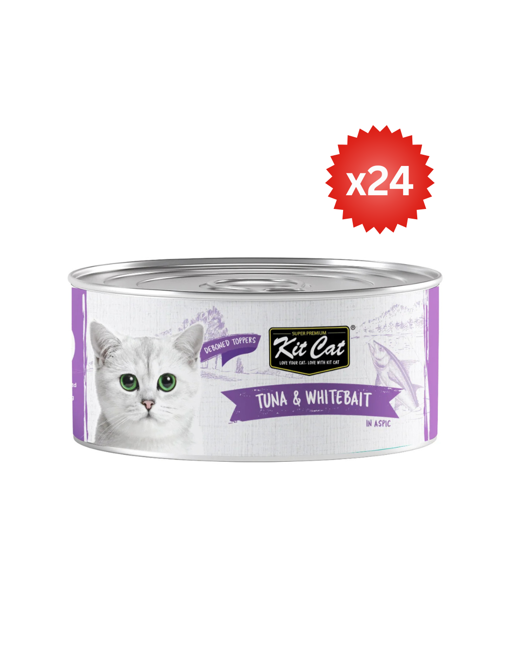 Kit Cat Deboned Tuna & Whitebait Toppers 80g (Box -24pcs)