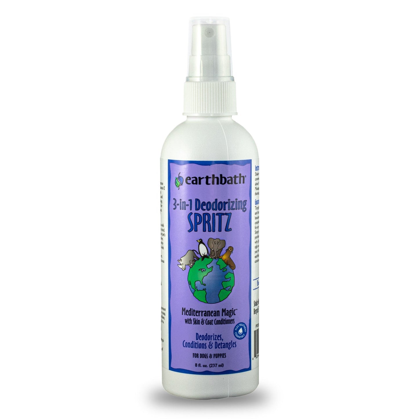 earthbathÂ® 3-IN-1 Deodorizing Spritz, Rosemary with Skin &amp; Coat Conditioners, Made in USA, 8 oz pump spray