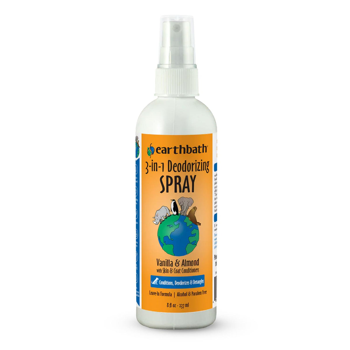 earthbath® 3-in-1 Deodorizing Spritz, Vanilla Almond with Skin &amp; Coat Conditioners, Made in USA, 8 oz pump spray