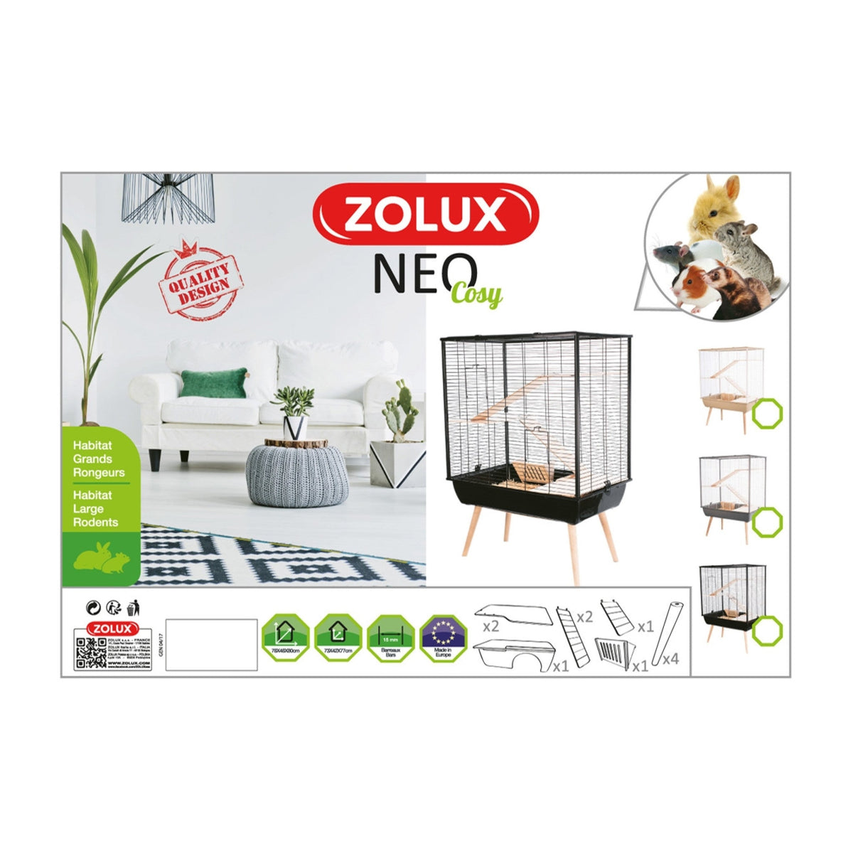 Neo Cosy Large Rodent Cage Grey