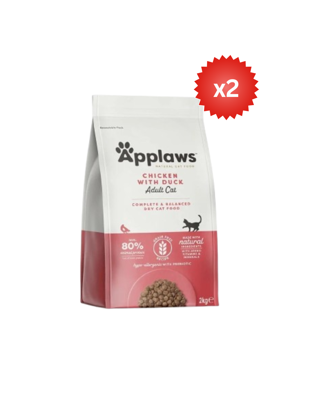APPLAWS Chicken with duck - dry cat food - 2kg - Pack of 2