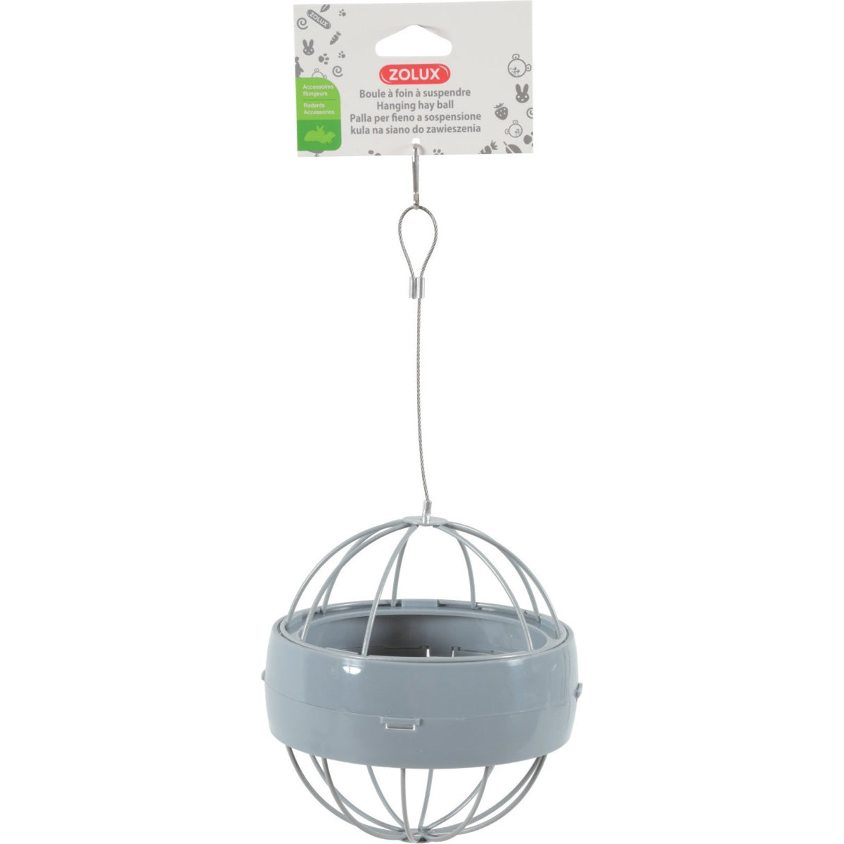 Plastic Hanging Hay Ball Grey, 14 cm dia.