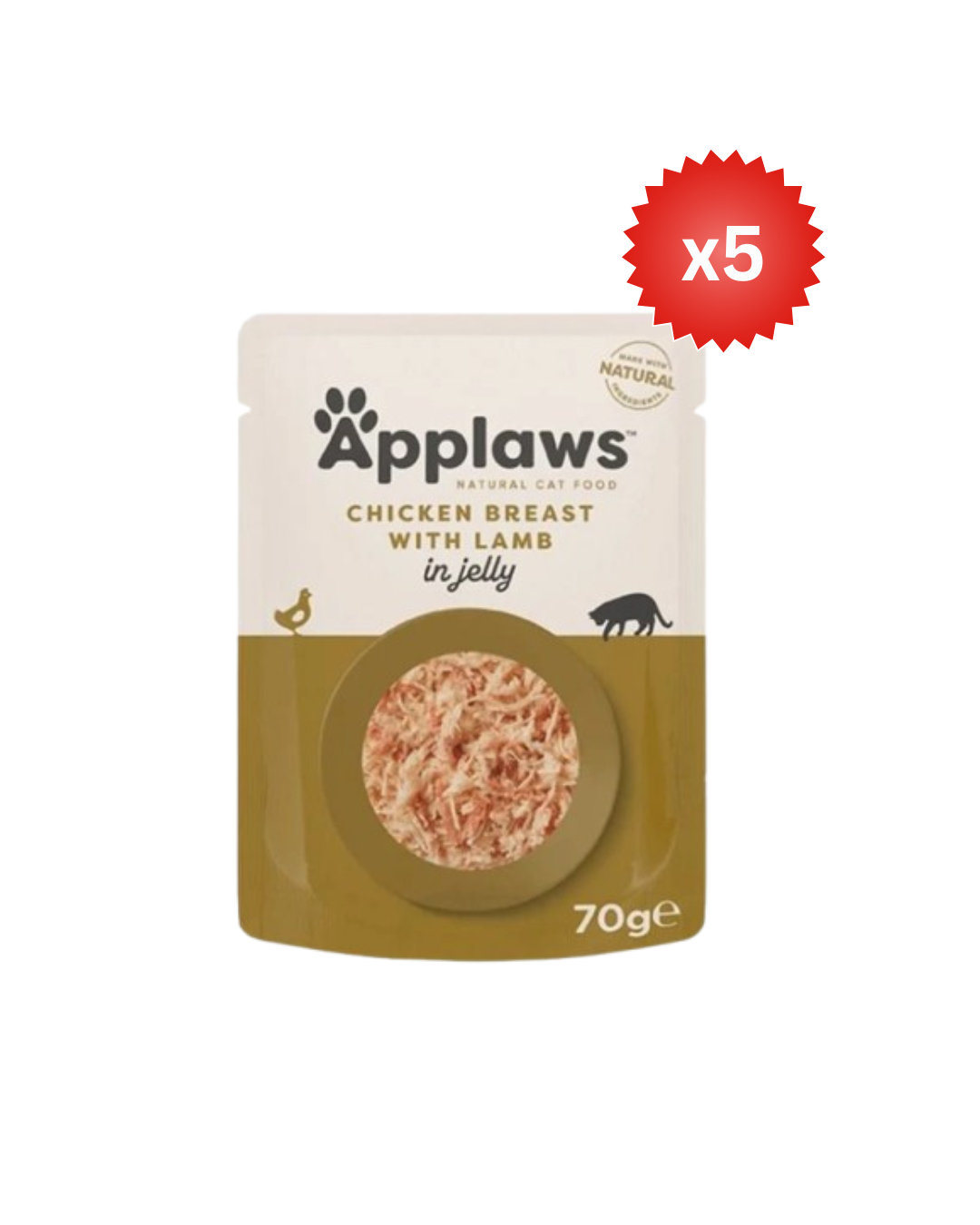 Applaws Natural Wet Cat Food Chicken & Lamb Jelly 70g - Pack of 5