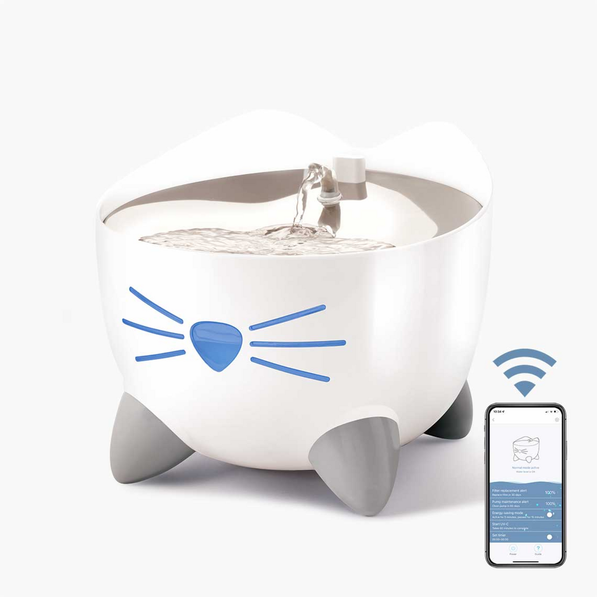 Catit Pixi Smart Fountain with Stainless Steel Top - White/2L
