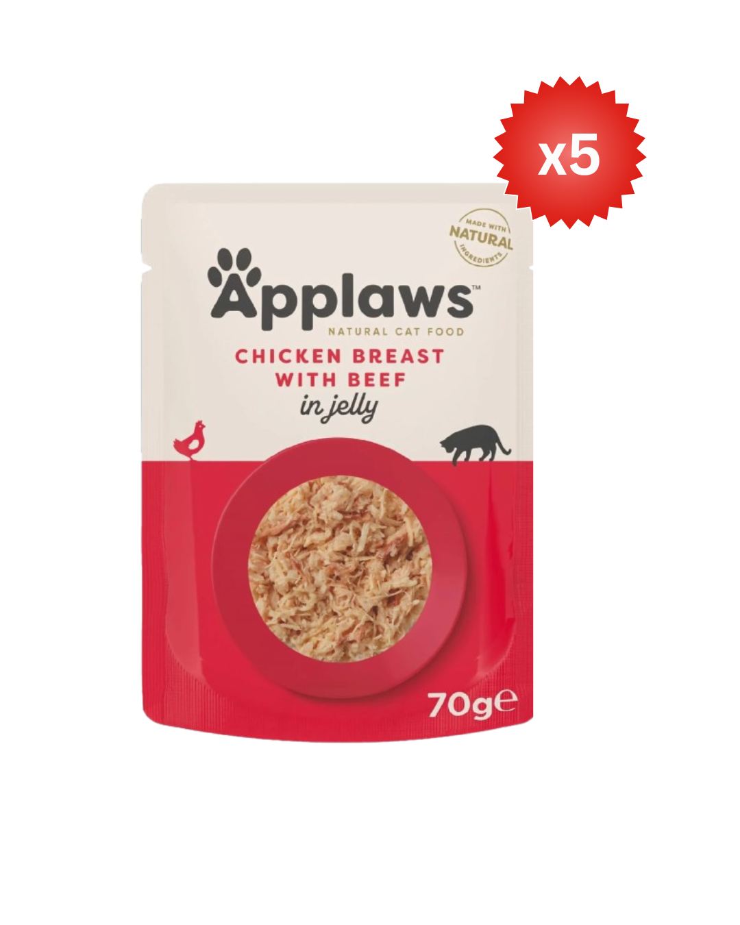 Applaws Cat Pouch Chicken Beef Jelly 70g - Pack of 5