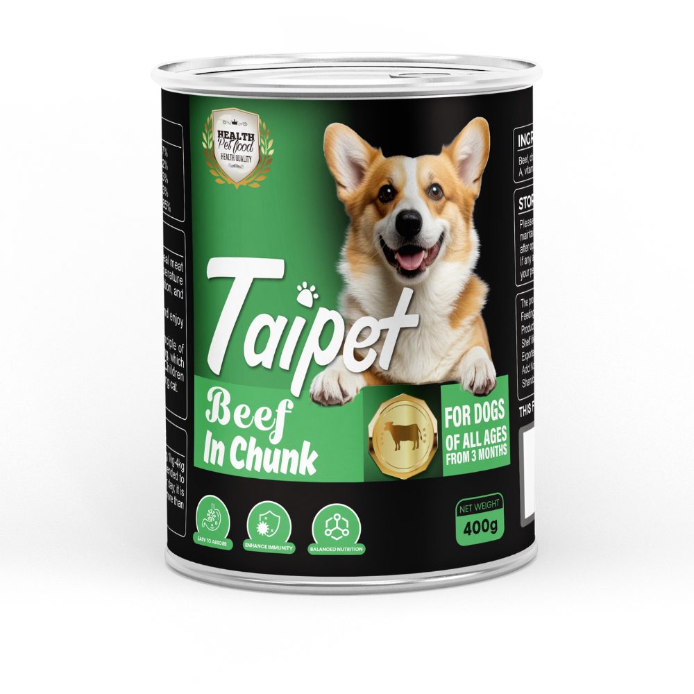 Taipet Dog Canned Wet Food Beef in Chunk-400g (Box contains 12pcs)