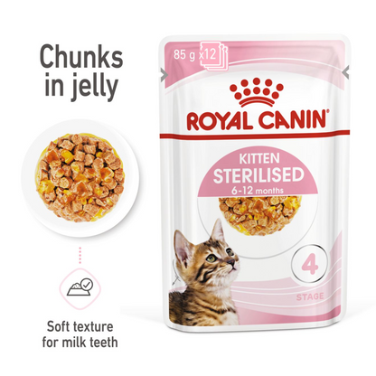 Feline Health Nutrition Kitten Sterilised Jelly (Wet Food - Pouches) 12 x 85 g - BOX