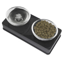 Catit Dual Glass Bowl Black