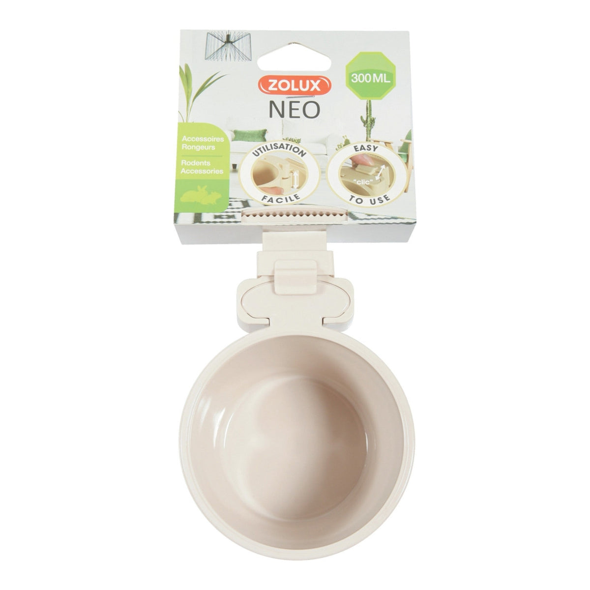 Neo Rodent Cage Plastic Feeder Beige, 300 ml