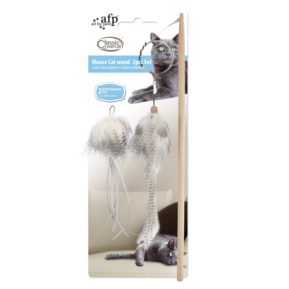 Classic Comfort Mouse Cat Wand Set