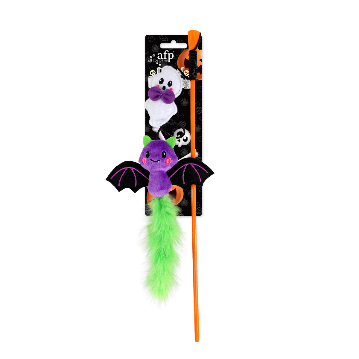 Naughty Or Trick Cat Ghost & Bat Wand