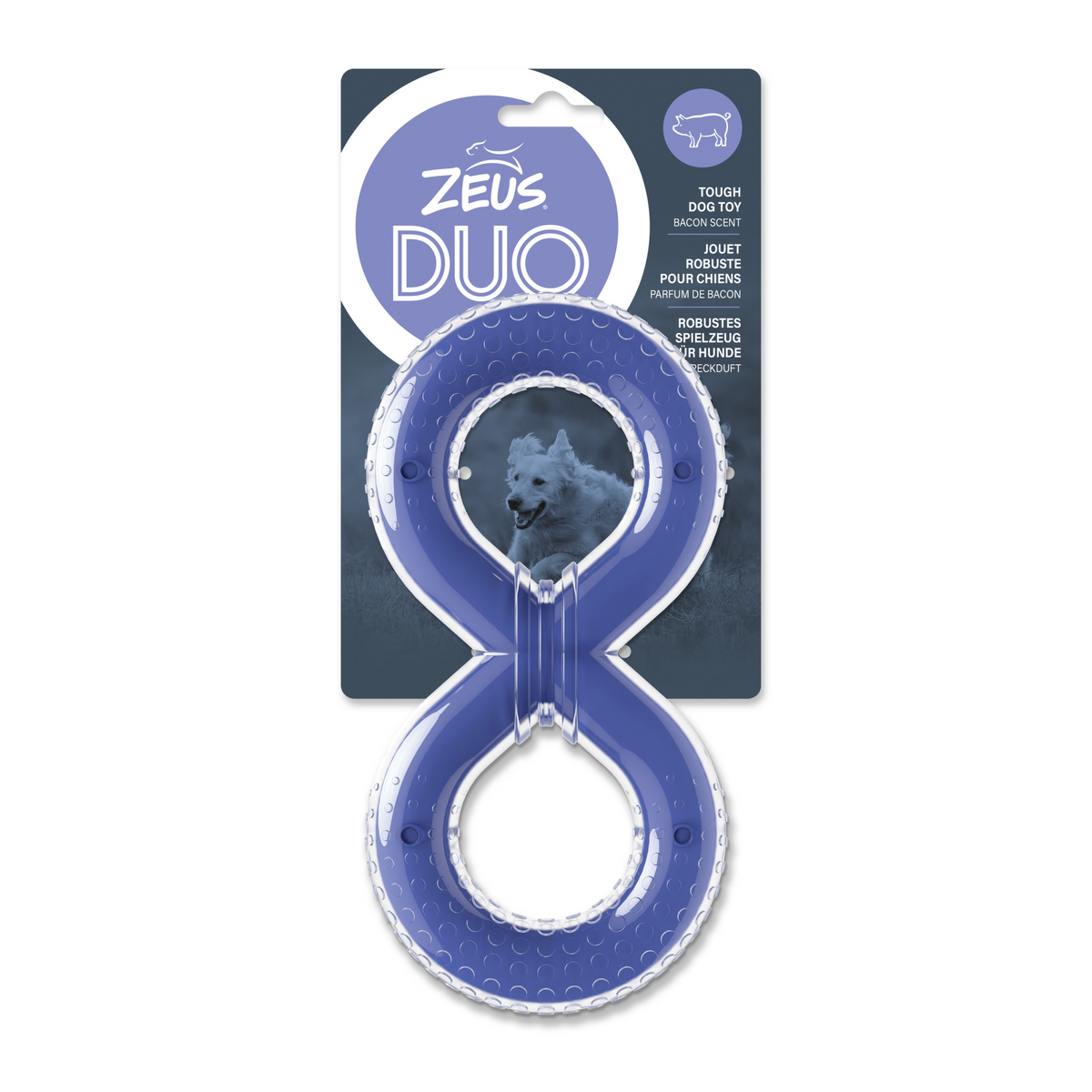 Zeus Duo Figure-8 Tug Bacon Scent Purple, 20 cm