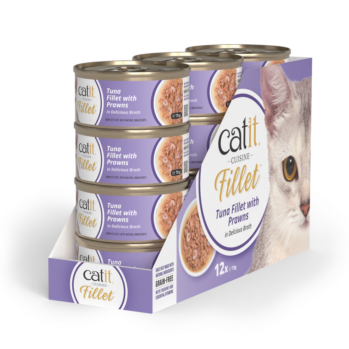 Catit Cuisine Tuna Fillet with Prawns, 12 x 75 g
