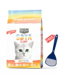 Kit Cat Soya Clump Soybean Litter - Confetti 7L - Free Scoop