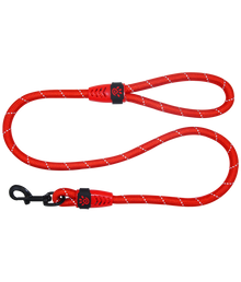 Doco Reflective Rope Leash With Plastic Encased Handle Loop (1/2" Width) - 4ft - Large[Color - Red]