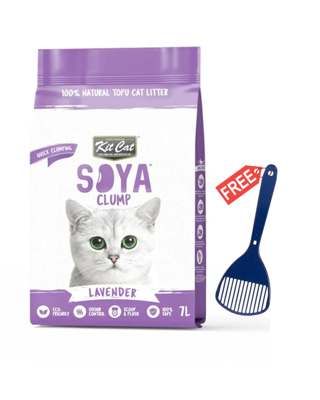 Kit Cat Soya Clump Soybean Litter - Lavender 7L - Free Scoop