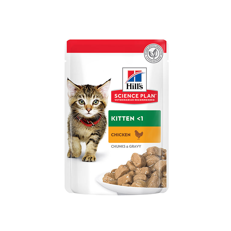 HillÃƒÆ’Ã‚Â¢ÃƒÂ¢Ã¢â‚¬Å¡Ã‚Â¬ÃƒÂ¢Ã¢â‚¬Å¾Ã‚Â¢s Science Plan Tender Chunks In Gravy Kitten Chicken Wet Pouches (12x85g) (EXP: 12.26)