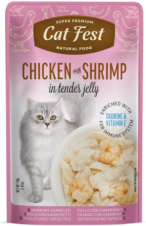 Cat Fest Wet Food with Chicken & Shrimp in Tender Jelly 70GM