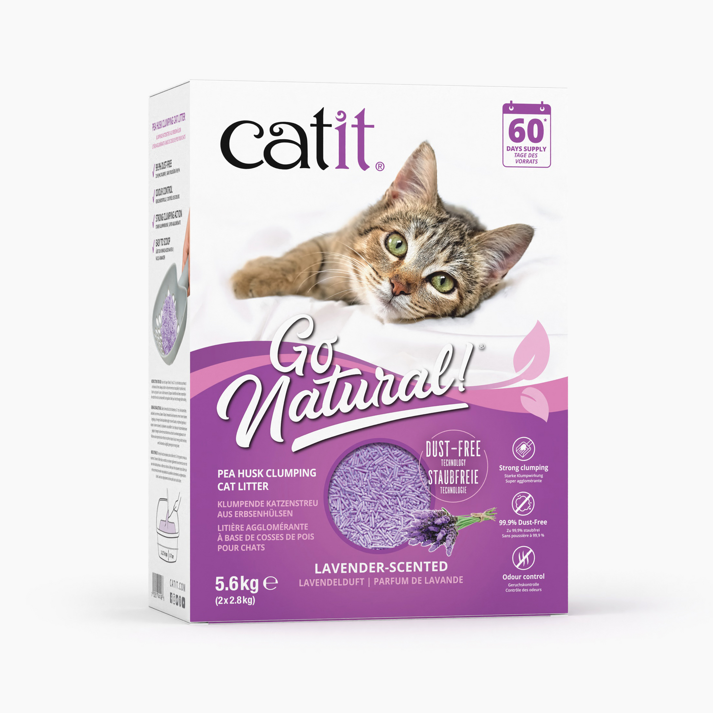 Catit Go Natural! Pea Husk Clumping Cat Litter Lavender Scent 2 x 2.8 kg (5.6 kg)