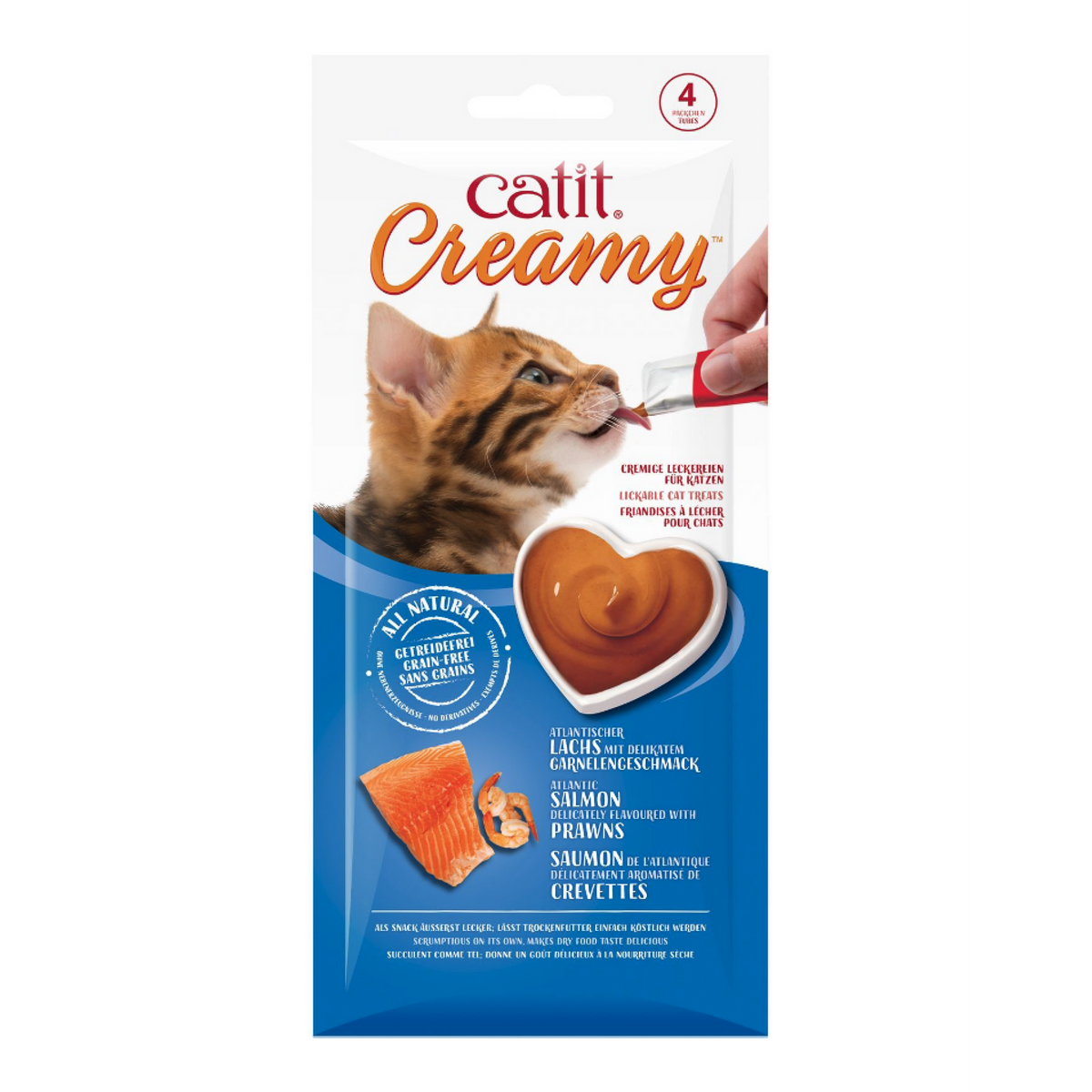 Catit Creamy Lickable Treats,Salmon & Prawns, 12pk/box